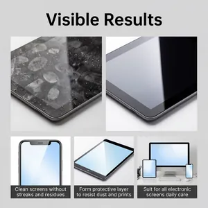 Visual comparison showing screen cleaner results on phone tablet and monitor screens