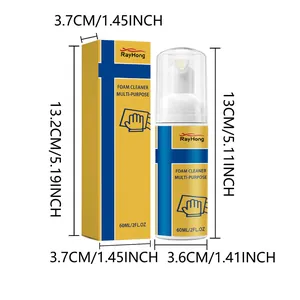 Dimensions of 60ml RayHong multi-purpose foam cleaner bottle and packaging box