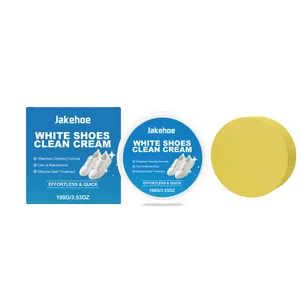 Jakehoe professional white shoe cleaning cream kit with sponge for waterless removal