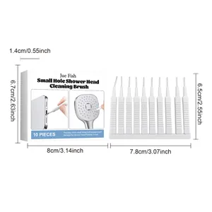 Detailed size specifications for Jue Fish 10pcs small hole shower head cleaning brush set