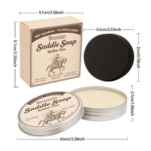 Dimensions detail of Brunizo saddle soap kit for professional leather cleaning and care