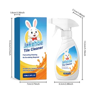 Maße des JAKEHOE 100ml Fliesenreinigers und der Verpackung zur Fleckentfernung