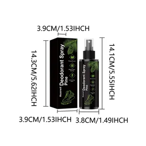 Detailansicht der HozoneX Schuh-Deodorant-Sprühflasche mit genauen Maßen