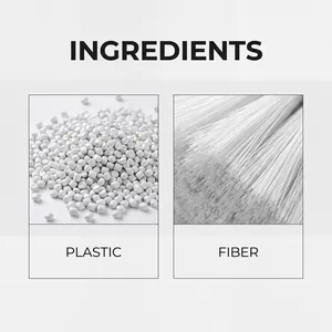 Detail showing plastic and fiber ingredients used in the small hole cleaning brush.