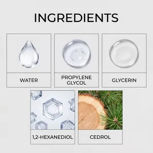 Hauptinhaltsstoffe des Schuh-Deosprays wie Wasser, Glycerin und natürliches Cedrol