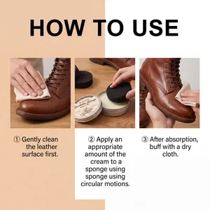 Step-by-step instructional guide for using Brunizo leather saddle soap on brown boots