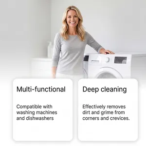 Lifestyle view of multi-functional cleaning tablets for laundry and dishwashing machines