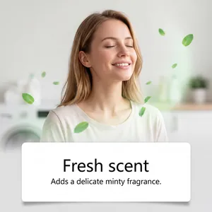 Fresh mint fragrance detail for multi-purpose laundry and dishwasher cleaning tablets.