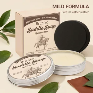 Brunizo premium leather saddle soap set with cleaning sponge for shoes and bags
