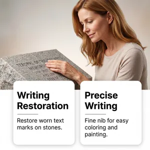 Waterproof stone repair pen for restoring faded text on outdoor markers and stones.