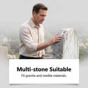 Stone repair pen suitable for granite and marble tombstones, showing outdoor use.