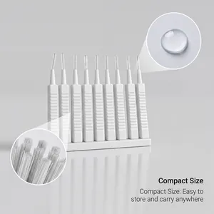 Close-up detail of fine bristles on compact small hole cleaning brushes for home use
