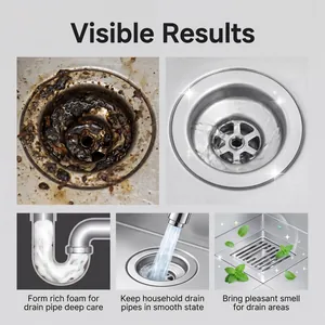 Detailed view showing the powerful before and after results of drain cleaning tablets