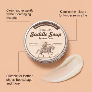 Detailed view of Brunizo saddle soap paste for gentle cleaning and leather nourishment