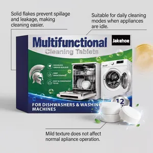 Close-up of JAKEHOE multifunctional cleaning tablets for dishwashers and washing machines