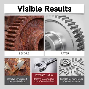 Multipurpose rust remover spray showing visible before and after results on rusty gears