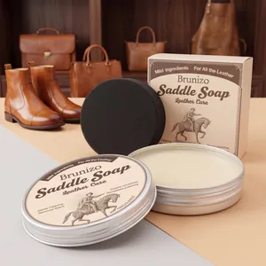 Professional Leather Care Saddle Soap Kit with Cleaning Sponge Nourishing Polishing Paste for Shoes Bags Saddles Daily Care