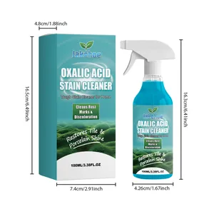 Detailed dimensions of Jakehoe 100ml oxalic acid stain cleaner spray and box