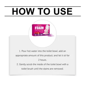 Detailed instruction guide for Jakehoe strawberry scented toilet foam cleaner powder.