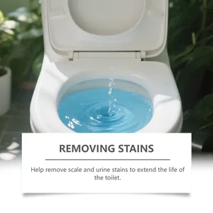 Détail du liquide nettoyant mousse bleu pour toilettes éliminant taches et calcaire