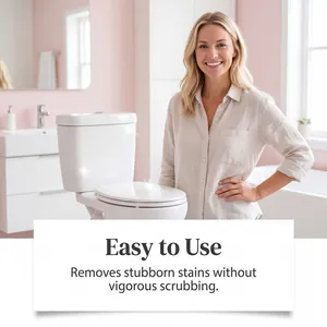 Effective household toilet cleaning powder for removing stubborn stains without vigorous scrubbing.