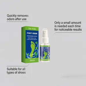 Jue Fish foot odor freshening spray detail showing quick odor removal for all shoes