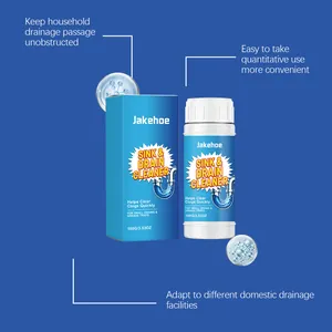 Jakehoe 100g afvoerreiniger poeder in blauwe doos en witte fles voor gootstenen