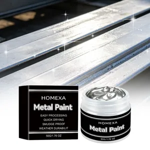 HOMEXA Pintura Metálica al Agua Plata Alto Brillo Revestimiento Antioxidante Para Barandilla de Hierro Madera Vidrio DIY