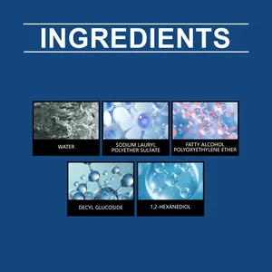 Detailed ingredient breakdown for gentle fabric stain remover featuring molecular structures