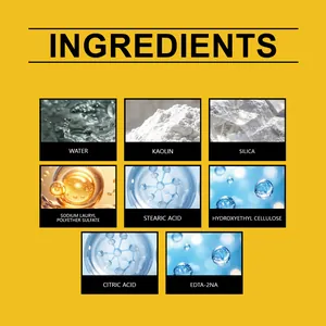 Detaillierte Ansicht der Inhaltsstoffe von Schuhreinigungspaste, inkl. Kaolin.