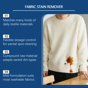 Detail view of a stained white sweater illustrating the effectiveness of fabric stain remover.