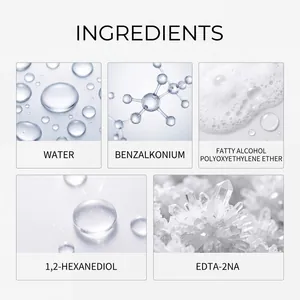 Gedetailleerd overzicht van de ingrediënten van de grafsteen polijstspray met water en EDTA-2NA.