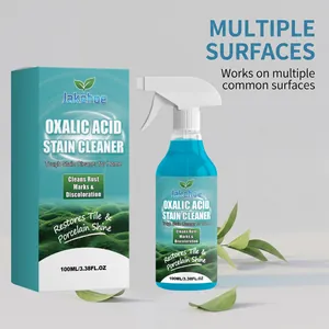 Detail showing JAKEHOE stain cleaner bottle and packaging for household surfaces