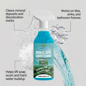 Jakehoe oxalic acid cleaner showing foam and water splash effects on tile surfaces