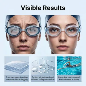 Before and after comparison of anti-fog spray on swimming goggles for clear vision
