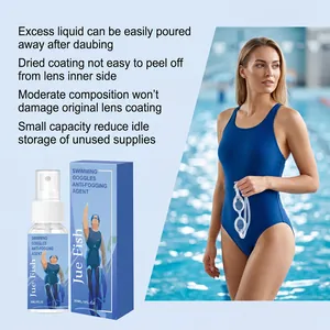 Jue Fish anti-fogging agent for swimming goggles with pool scene and product detail