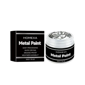 HOMEXA pintura metálica plateada profesional al agua para hierro y decoración, frasco de 50g