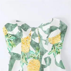 Summer sexy tropical pineapple print bustier dress featuring a sweetheart neckline