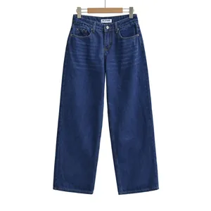 Classic American vintage deep blue straight-leg wide-leg denim jeans for women shop