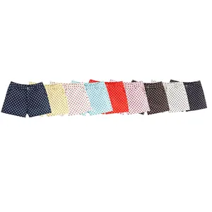 Collection of colorful polka dot slim fit summer shorts in multiple vibrant shades