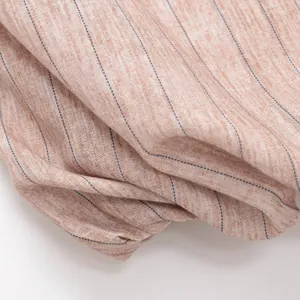 Detailed view of breathable light peach striped fabric for elegant French style women's set