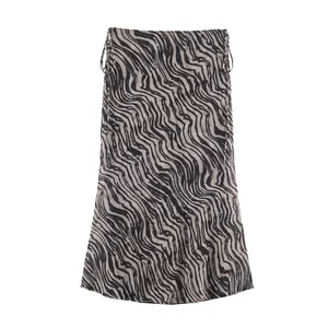 Jupe mi-longue tendance à imprimé zèbre pour femme avec cordons de serrage latéraux stylés.