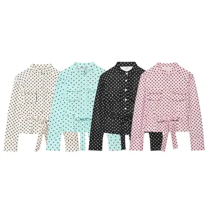 Dames Polka Dot Overhemd Jas Of Capri Broek Casual Revers Knoopsluiting Top Polka Dot Broek Streetwear Dagelijkse Kleding