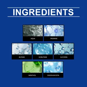 Detailed visual list of ingredients for JAYSUING cooling spray with menthol and aqua.