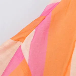 Close-up macro detail of high-quality striped fabric for women's casual summer jacket