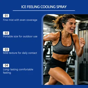 Features of cooling spray for sports showing athlete running in gym context