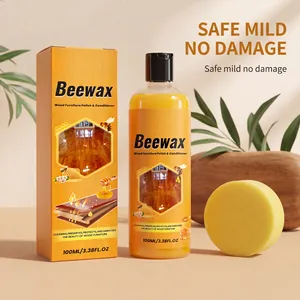 Natural wood furniture polish kit with sponge for scratch repair and restoration