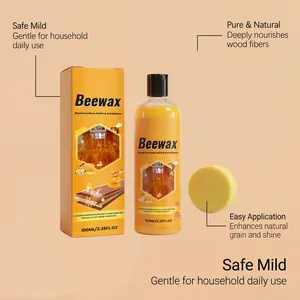 Beewax wood furniture polish kit for cleaning and enhancing natural wood shine and grain