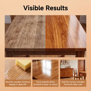 Before and after visible results of wood polish restoring shine to a dull table surface.