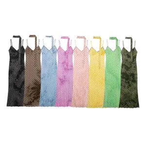 Women Summer Sexy Halter Backless Polka Dot Slim Fit Maxi Dress Sleeveless Tie-Dye Bodycon Slip Dress With Scarf